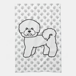 Söt Bichon Frise-illustration i tecknad stil Kökshandduk