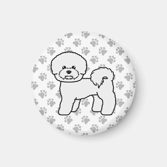 Söt Bichon Frise-illustration i tecknad stil Magnet (Framsidan)