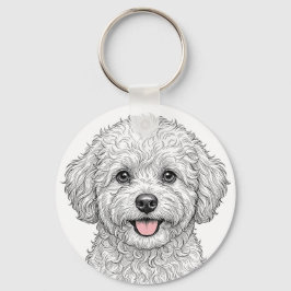 Söt Bichon Frise-nyckelring Nyckelring