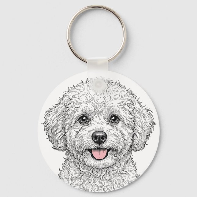 Söt Bichon Frise-nyckelring Nyckelring (Framsida)