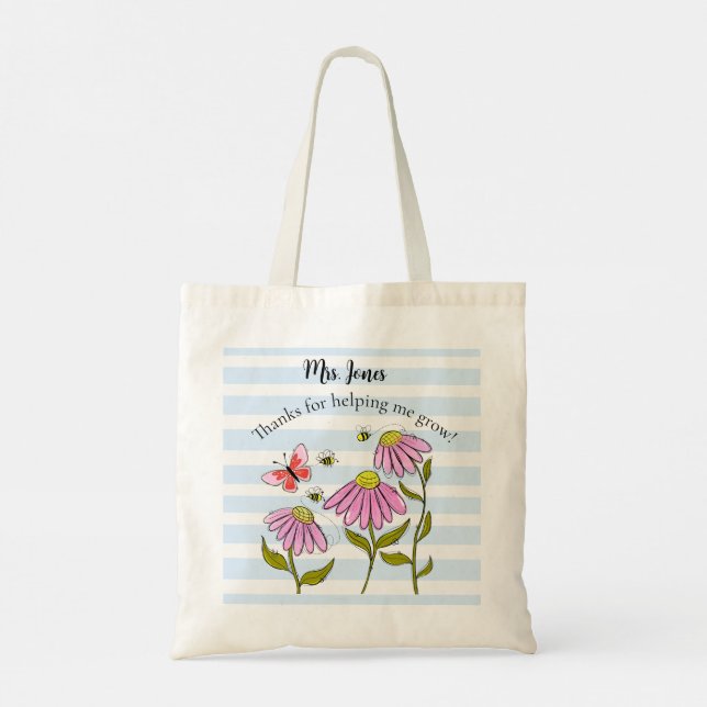Söt Bie & Blomma Lärar Totebag | Att undervisa är Tygkasse (Baksida)