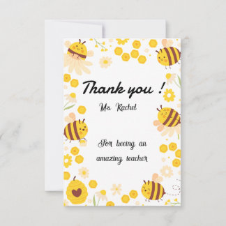 Söt Bietackkort från barn till lärare Tack Kort
