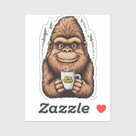Söt Bigfoot Dricker Kaffe Rolig Sasquatch Klistermärken