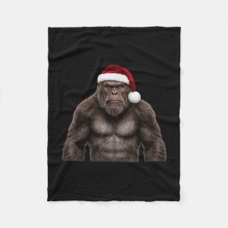 Söt bigfoot som bär tomteluva jul sasquatch fleecefilt