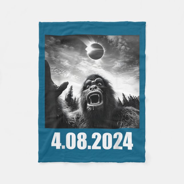 Söt Bigfoot Total Solförmörkelse Totalitet Fleecefilt (Framsidan)