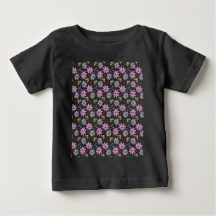 Söt Bihjärtad Blommönster Cottagecore Estetik Rosa T Shirt