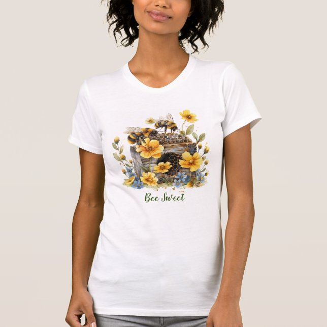 Söt Bihjärtlig Vildblomma Dam T-shirt (Framsida)