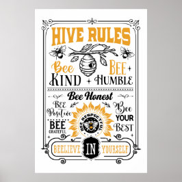 Söt bikupa regler ord art poster