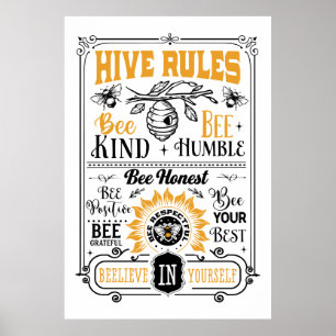 Söt bikupa regler ord art poster