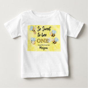Söt Bina En Gul Svart Första Födelsedagsfest T Shirt