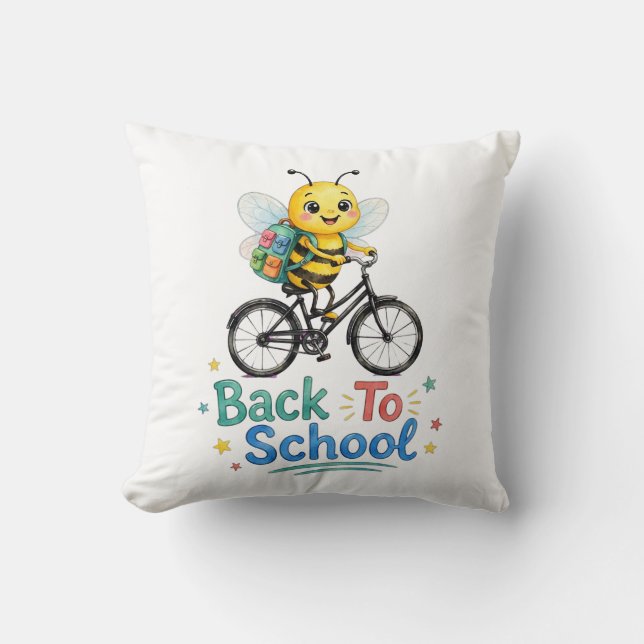 Söt Bina Tillbaka Till Skolan Kudde (Framsida)