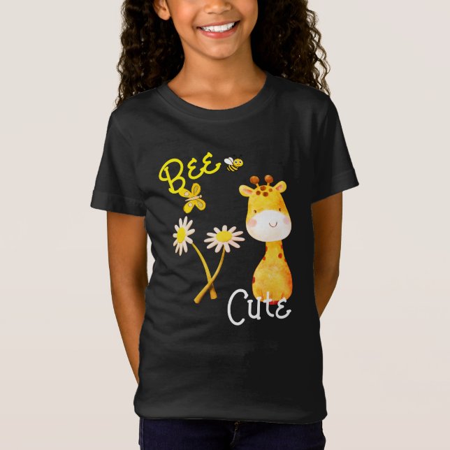 Söt binär giraff tjejer svart t shirt (Framsida)