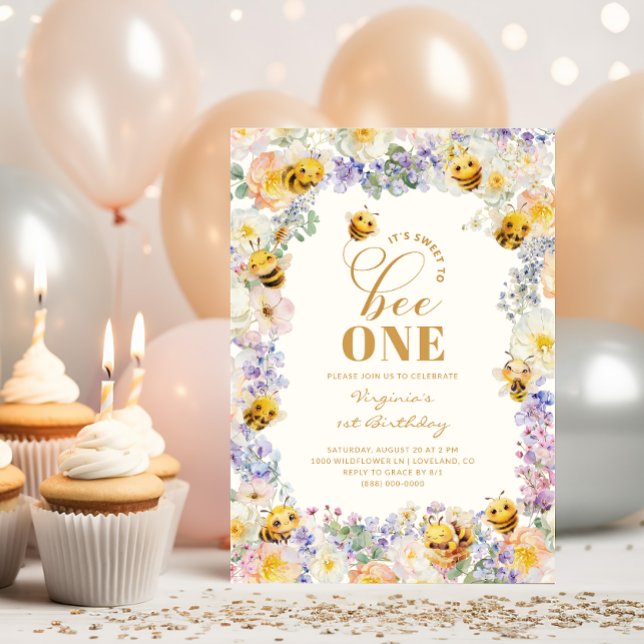 Söt Biparty Birthday Inbjudningar (Cute Bee Birthday Invitation
)