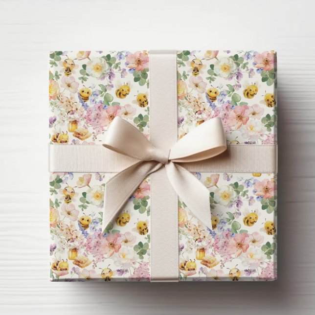 Söt Biparty Birthday Presentpapper (Cute Bee Birthday Wrapping Paper
)