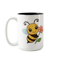 Söt Bipng - Kawaii Bi håller blommadesign