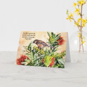 Söt Bird on Berry Bush Bible Verse Art Note Kort