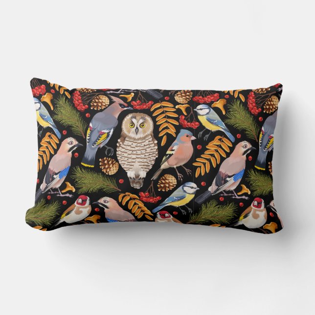 Söt Birds Mönster Lumbar Pillow Lumbarkudde (Framsida)