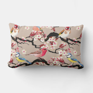 Söt Birds Mönster Lumbar Pillow Lumbarkudde