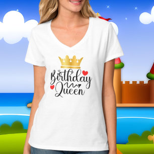 Söt Birthday Queen ord art T Shirt