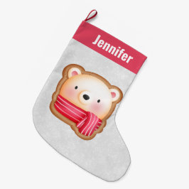 Söt björn ansikte röd halsduk & rosiga kinder jul stor julstrumpa
