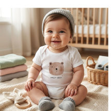 Söt Björn Baby Bodysuit | Minimalistisk Skogsdesig