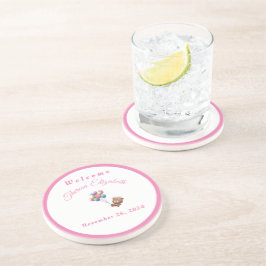 Söt björn & ballonger flicka sandstens-coaster underlägg