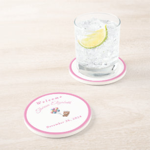 Söt björn & ballonger flicka sandstens-coaster underlägg