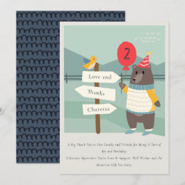 Söt björn fågel milstolpe berg alla åldrar födelse tack kort