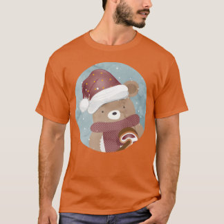 Söt björn för julklappar med julhattretro t shirt
