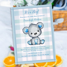 Söt björn för pojke baby shower