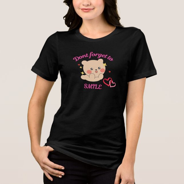 Söt Björn Glöm Inte Att Le Grafik T-Shirt (Framsida)
