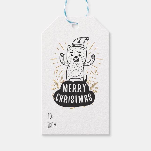 Söt björn God Jul Till Från Mall Presentetikett (Framsidan)
