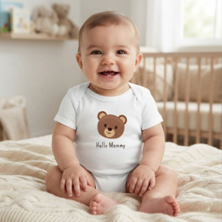 Söt Björn Hej Mamma Baby Body T Shirt