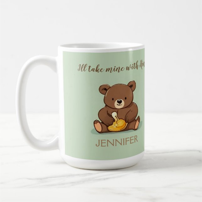 Söt Björn Honungsburk Anpassad Kaffemugg (Vänster)