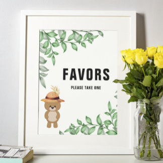 Söt björn i skogen förmån Baby Shower Poster
