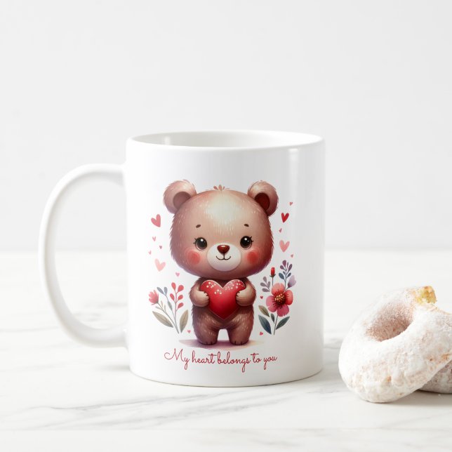 Söt Björn Kärleksmugg Mitt Hjärta Tillhör Dig Kaffemugg (Med munk)