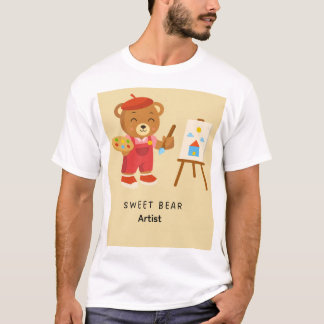 Söt björn konstnär t shirt