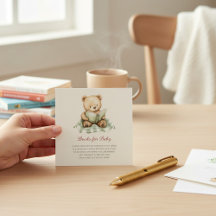 Söt björn läser bok Baby Shower Bok Begäran