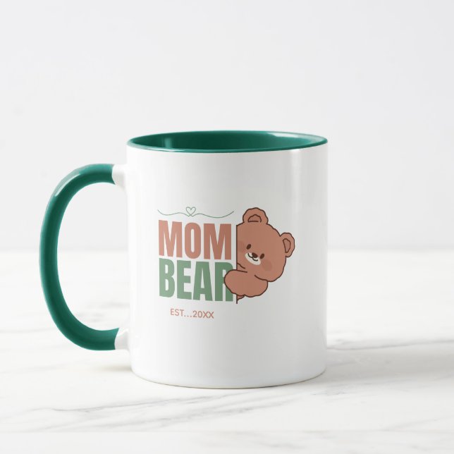 Söt Björn Mamma Pastell Typografi Konst Mugg (Vänster)