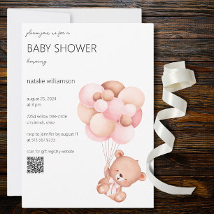Söt björn med babybabyskor QR-kod Inbjudningar