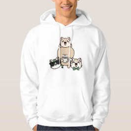 Söt björn med benprotes, kaffe och cupcakes hoodie