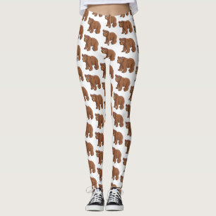 Söt björn med blomma serieillustration leggings