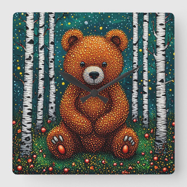 🧸 Söt Björn Nurseriesrumsdekor Klocka 🕒 (Framsida)