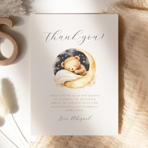 Söt björn och mån baby shower tackkort inbjudningar