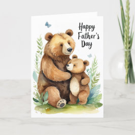 Söt björn och unge pappadags söta djur  helgkort