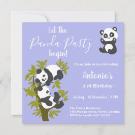 Söt björn Pandas Party Pojke Födelsedag Inbjudningar