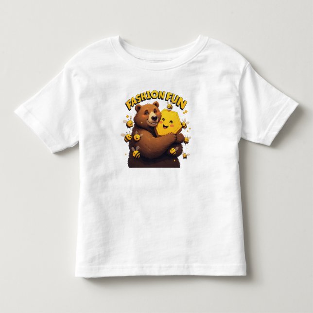 Söt björn som kramar gul bikaka t shirt (Framsida)