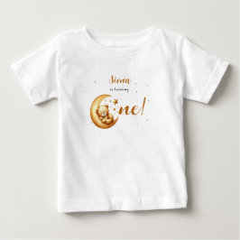 Söt björn som sover på månen 1-årsdag t shirt