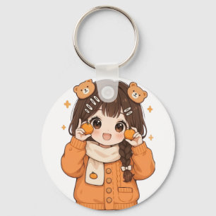 Söt björn tjej nyckelring kawaii anime tillbehör