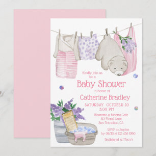 Söt Björn Tvätt Dag Baby Shower Inbjudningar
